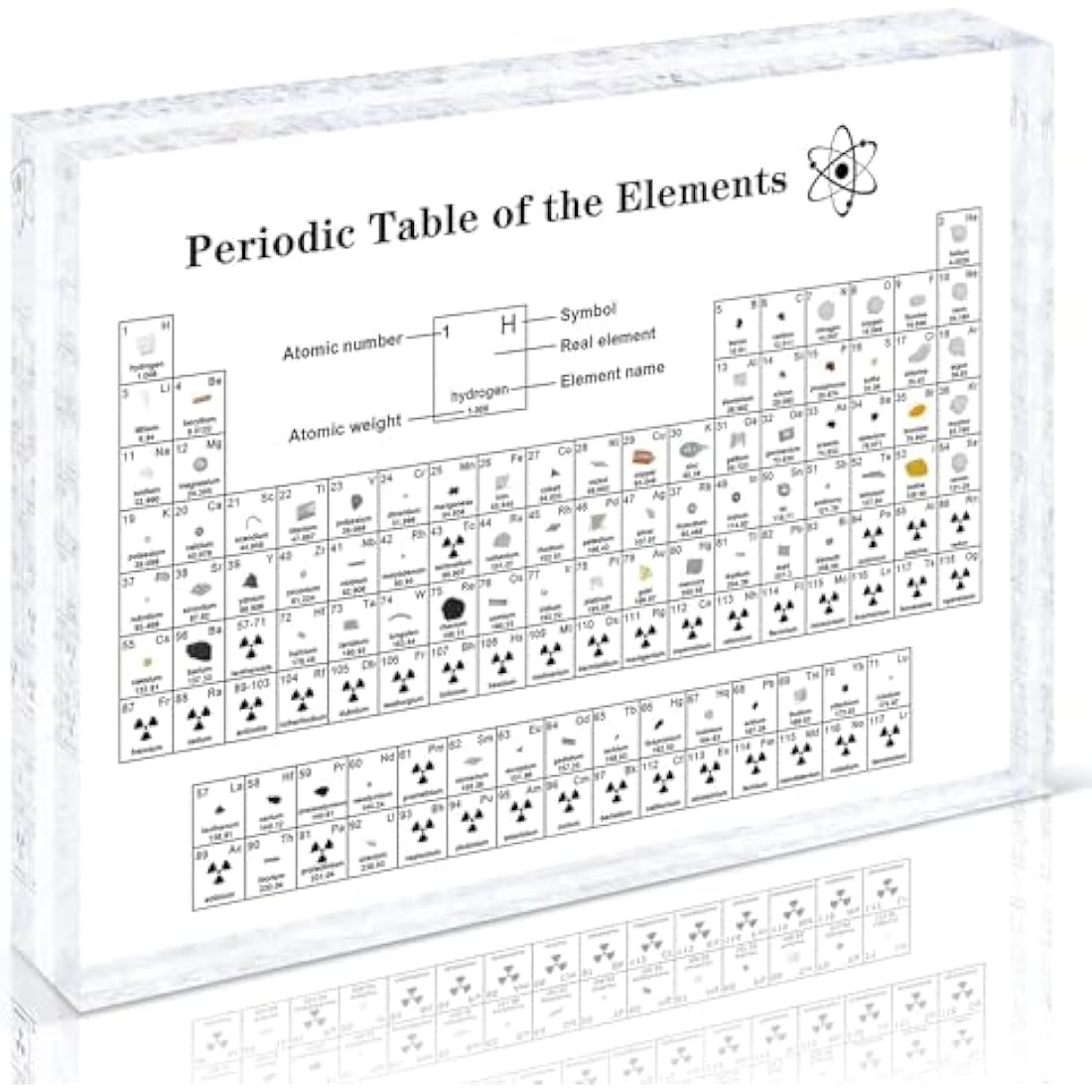 Large Periodic Table With Real Elements Inside - Acrylic Display With 83 Element Samples - Chemistry Gifts Crafts Decor for Kids Adults Teacher