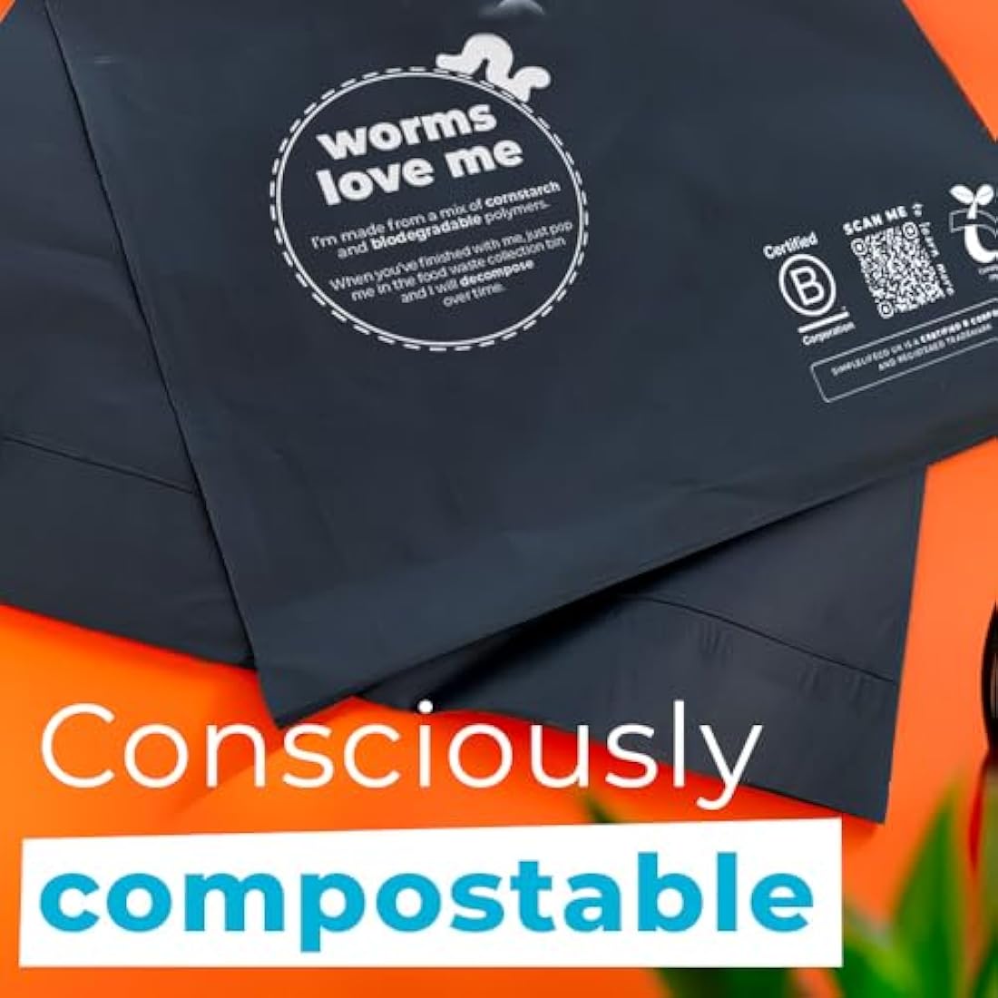 Simplelifeco UK Eco Friendly Compostable Mailing Bags (Small: 9 x 12”, Pack of 10) - Compostable Mailers - Postage Bags - Eco Friendly Packaging