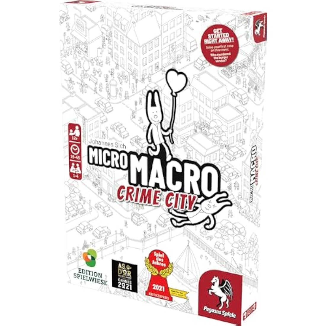 Pegasus Press | MicroMacro: Crime City | Board Game | Ages 12+ | 1-4 Players | 15-45 Minutes Playing Time