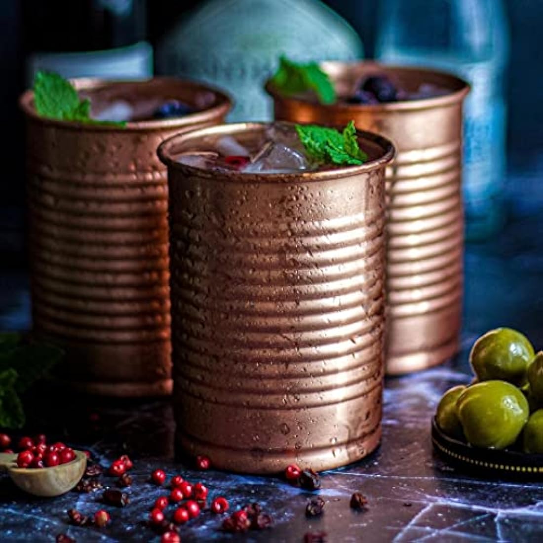 Kosdeg Copper Cocktail Tins Set of 2 12oz - Chosen by Professional Bartenders - Bean Tin Design - Perfect Copper Mug Bar Set for Better Drinks - Ice Cold in Seconds…