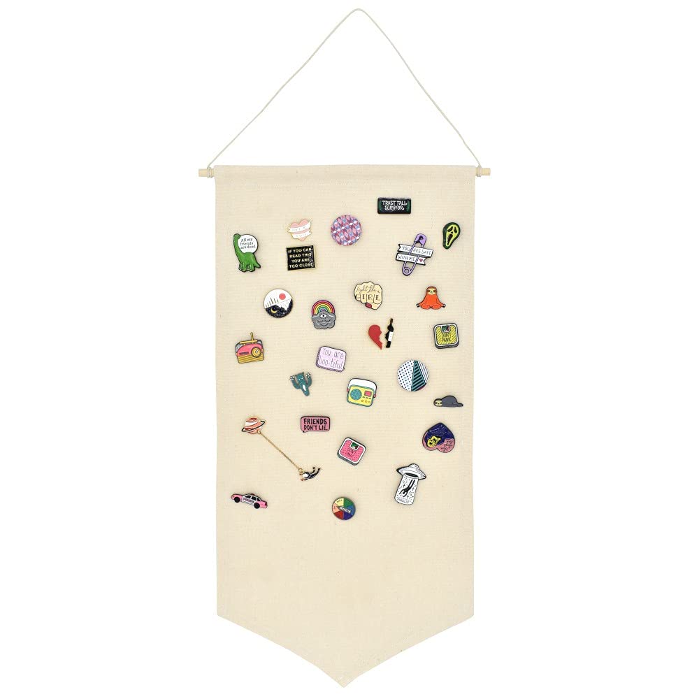 Winmany Wall Hanging Brooch Jewelry Storage Case Canvas Display Stand Enamel Pin Display Banner Holder Earrings Necklace Glitter Pin Collection