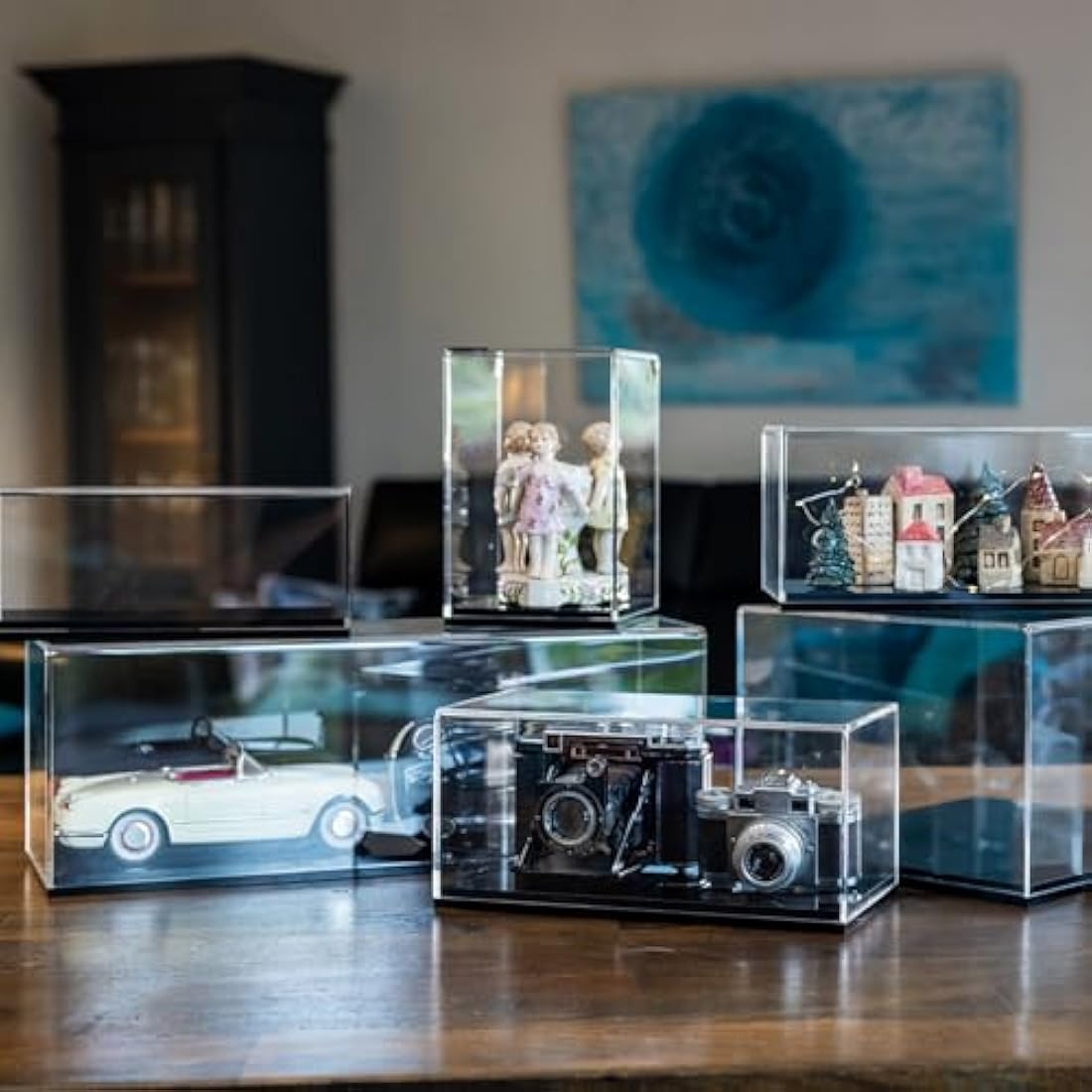 HMF 46800900 Acrylic Display Case for Model Cars / Figures, Various Sizes, Transparent, 30 x 14 x 15 cm
