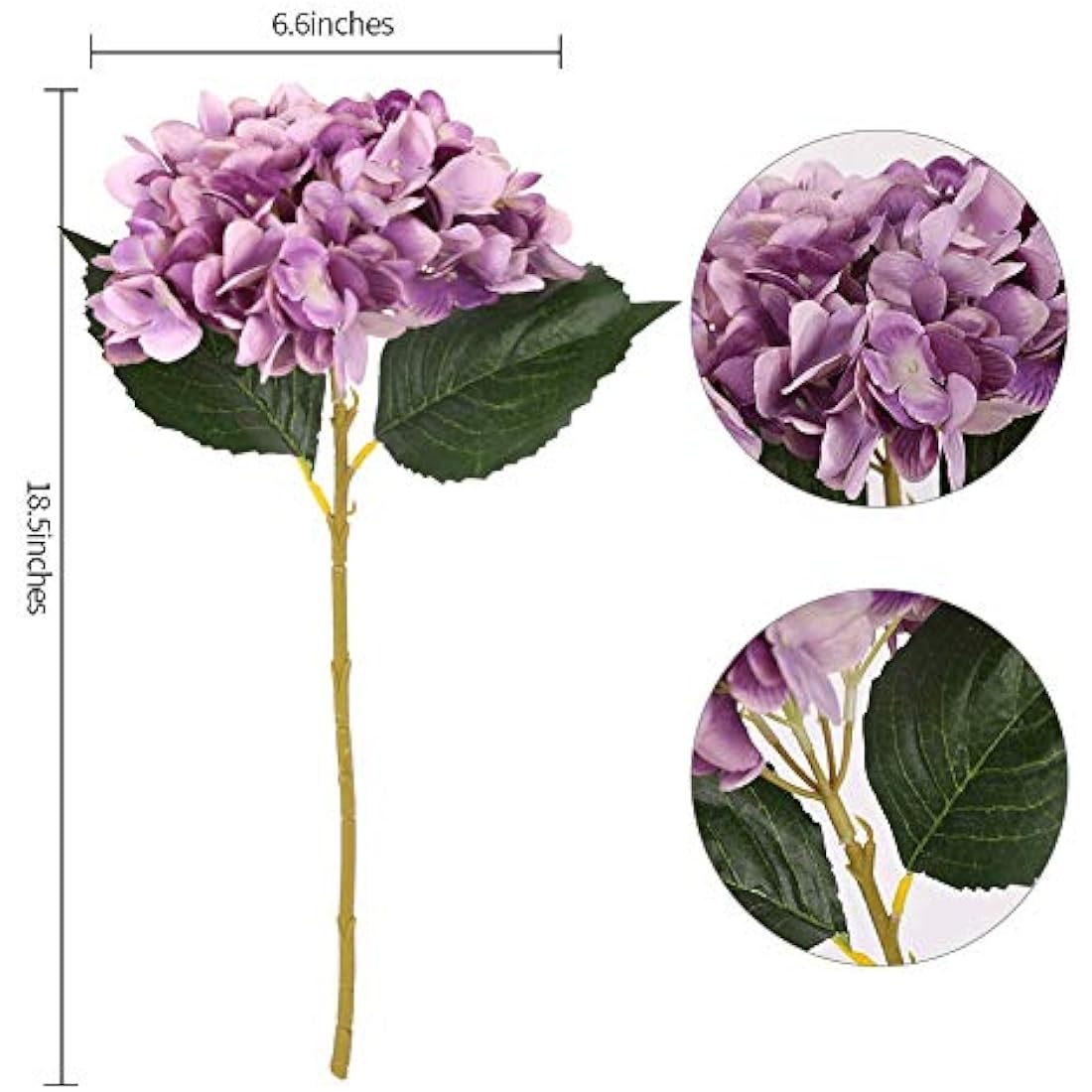 Kisflower 6Pcs Silk Hydrangea Artificial Flowers Realistic Hydrangea Flowers Bouquet for Wedding Party Office Home Decor (Purple)