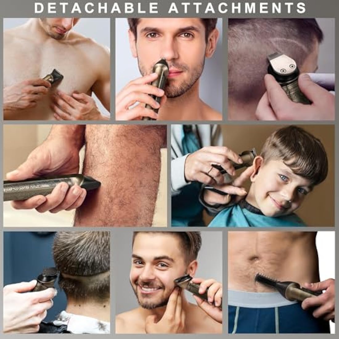 Hatteker Beard Trimmer Kit Professional Hair Clipper Zero Gapped T-Blade Electric Razor Shaver for Nose Ear Body Face Mustache Trimmer for Men Cordless Grooming Kit Waterproof 8 in 1