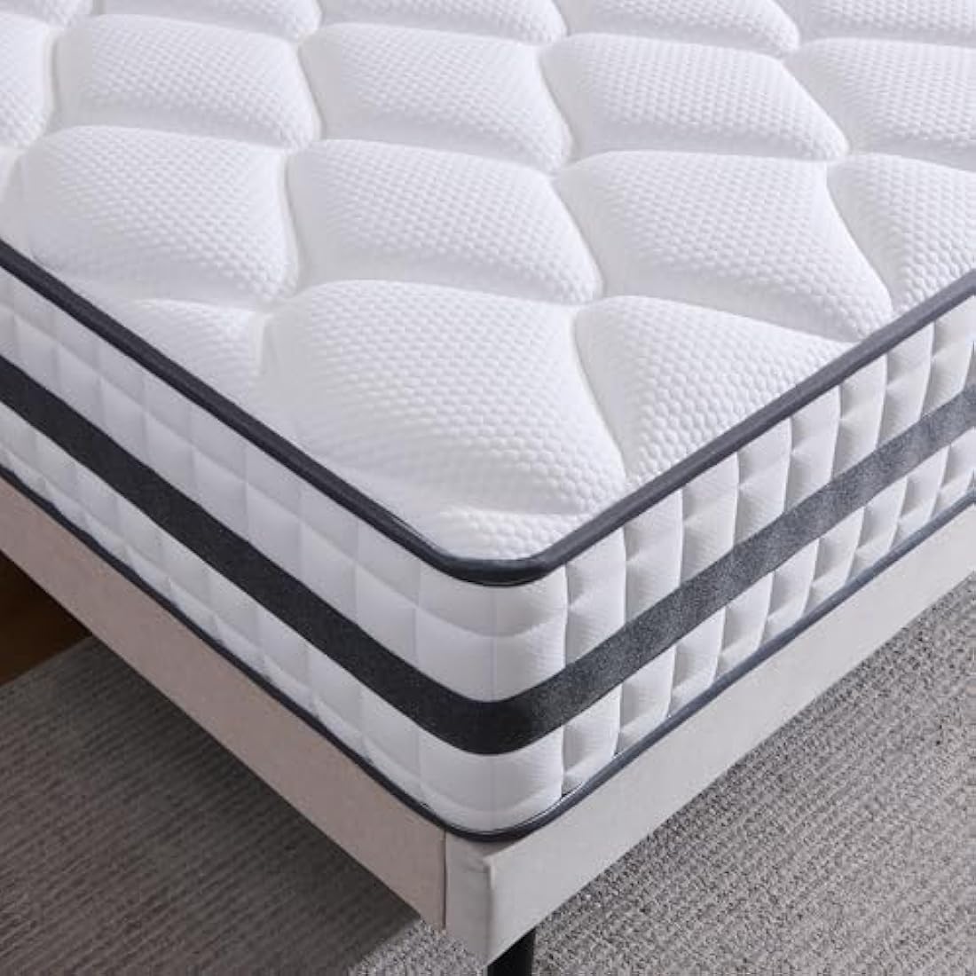 Twirest King Mattress, Hybrid Memory Foam and Spring Zonal Support, Decompression, Medium Firm, Soft and Breathable Cloth, Mattress-in-Box, 150x200x30cm