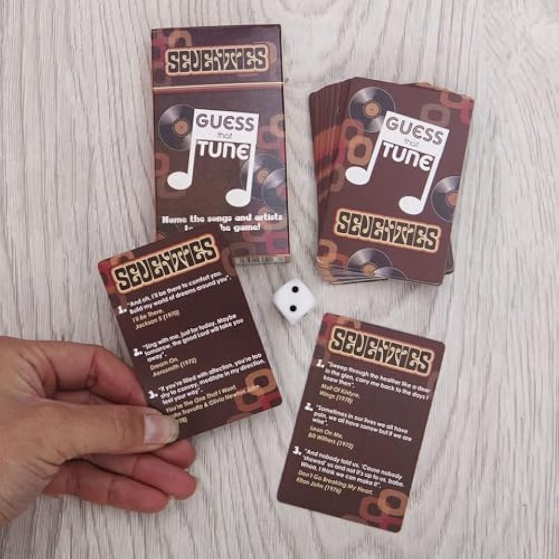 Boxer Gifts Seventies Guess That Tune Music Quiz Game - Party Games For Adults & Family - 1970s Songs Trivia - 70s Gifts For Men & Women, Brown