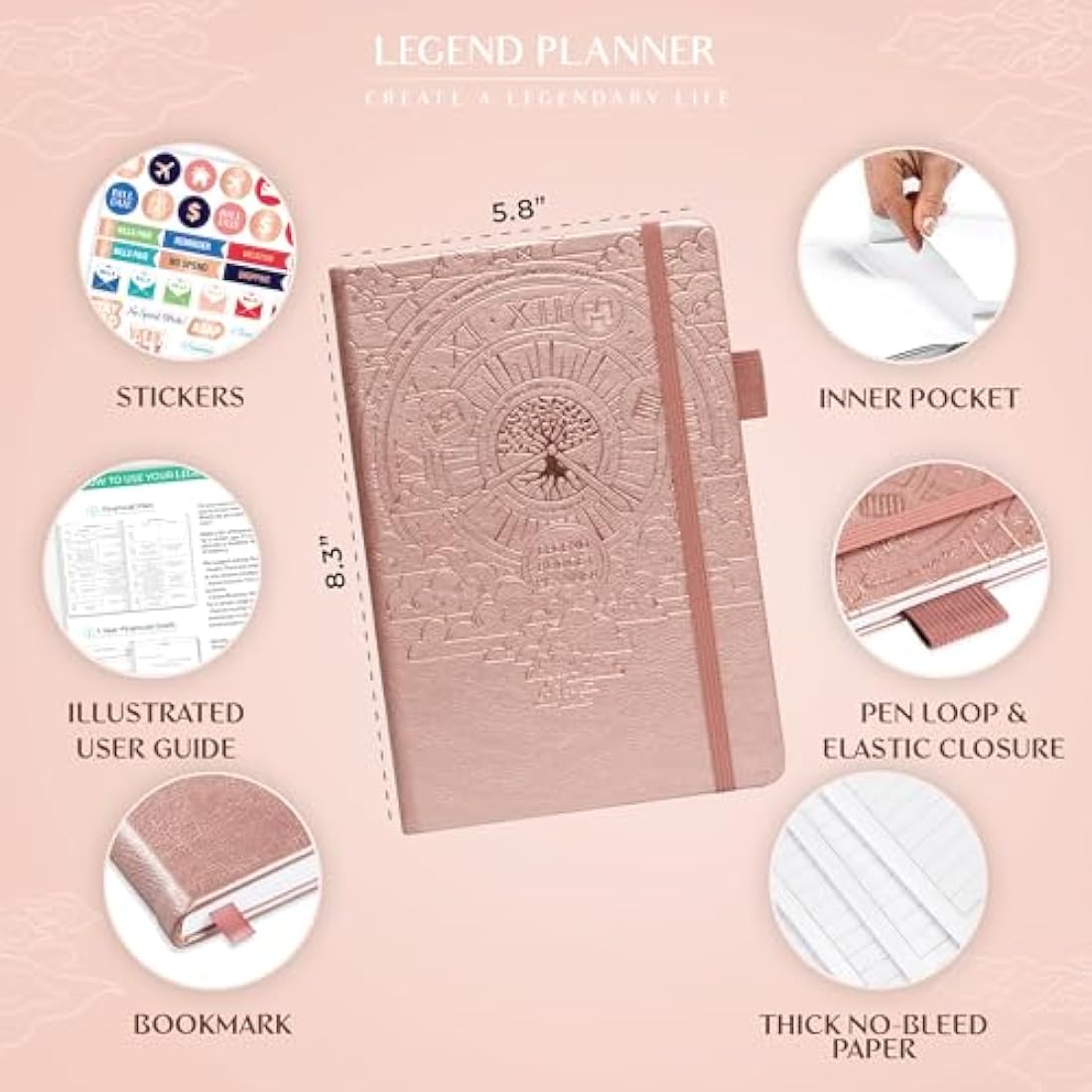 Legend Budget Planner – Financial Organizer Book. Money Account & Expense Tracker Notebook Journal for Household Monthly Budgeting (Rose Gold Gold)