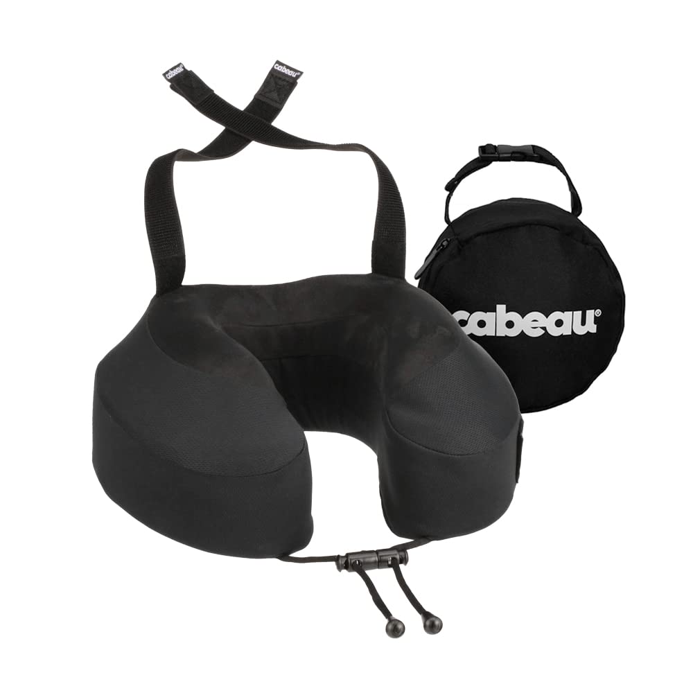 Cabeau Evolution S3 Travel Pillow - Airplane Seat Straps - Ensures Your Head Won't Fall Forward - Relax with Plush Memory Foam - Quick-Dry Fabric