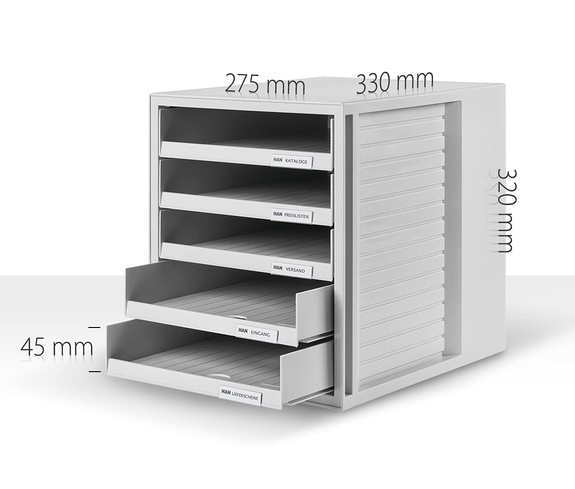 HAN 1401-11, SCHRANK-SET Drawer set . Innovative, attractive design with 5 open drawers, light-grey