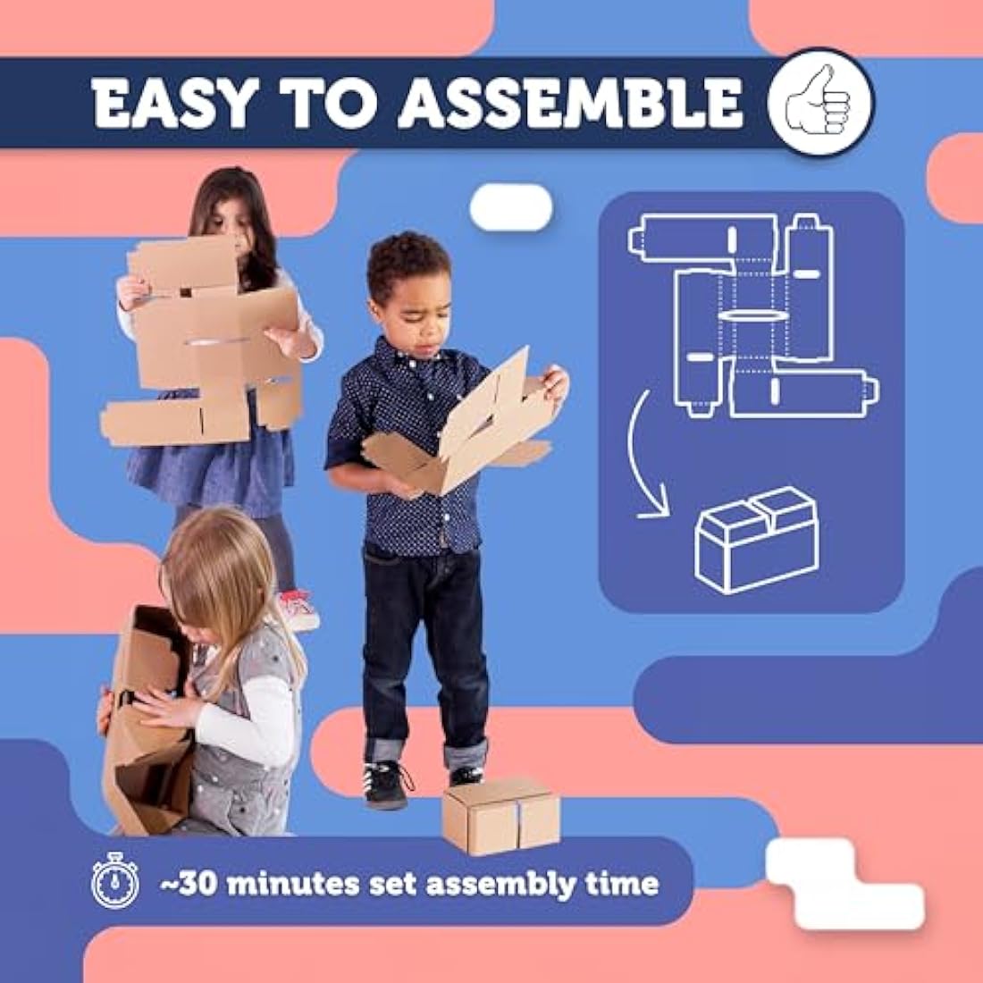 GIGI BLOKS 60 XXL Large Building Blocks for Kids Stackable & Interlocking | Children's Cardboard Building Bricks, Sturdy and Easy to Assemble | Creative & Educational Real-Size Kids Construction Toys