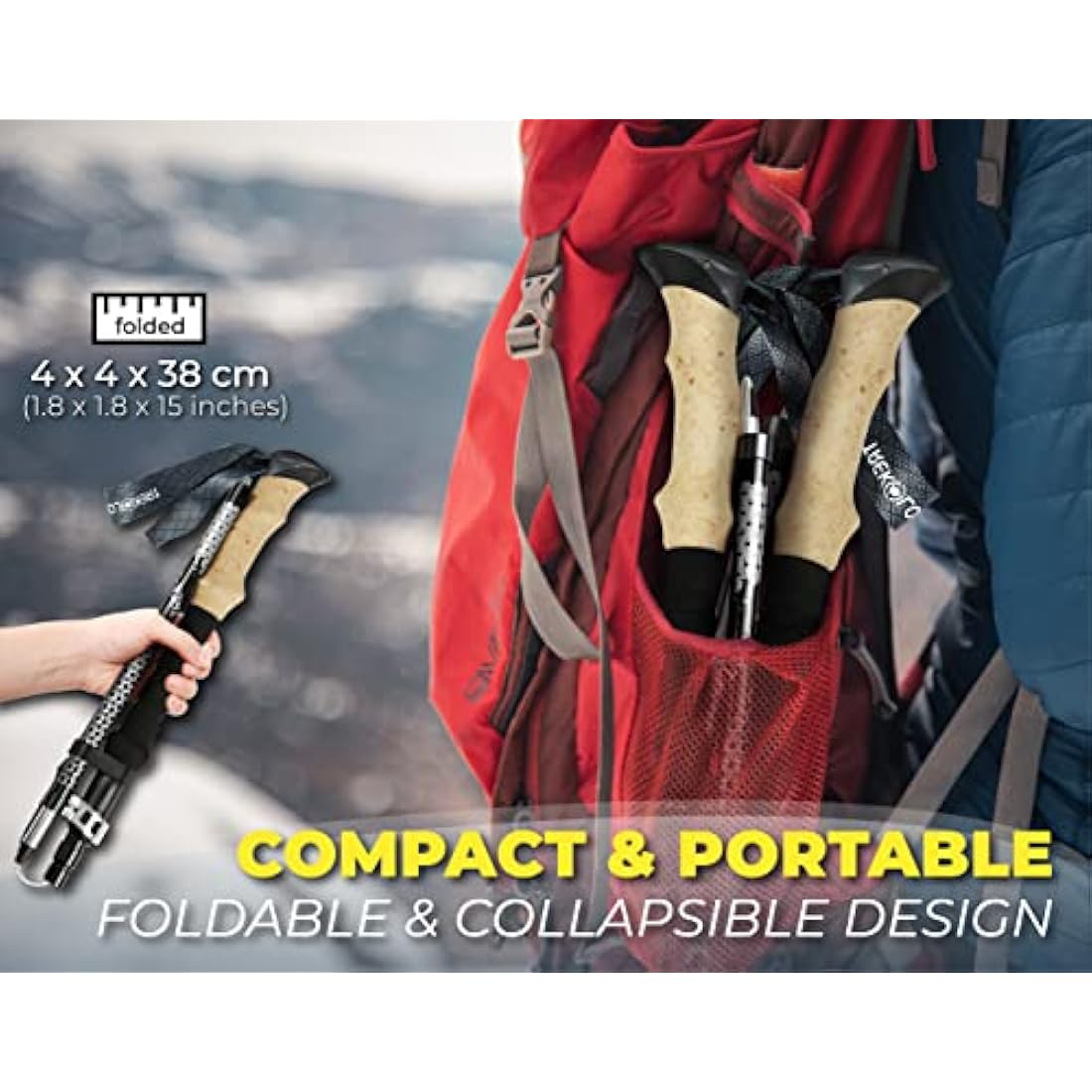 TREKOLOGY Walking Poles Women TREK-Z, Nordic Walking Poles for Men, Hiking Sticks for Men, Nordic Walking Sticks for Hiking Poles for Women Trekking Poles for Women Foldable Walking Stick Hiking Gear