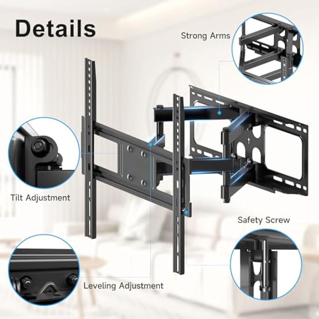 XINLEI TV Wall Bracket, Swivel Tilt TV Wall Mount for Most 26"-70" Flat/Curved Screens up to 45kg, Full Motion TV Bracket Fits 12”/16” Wood Stud, Max VESA 400x400mm(MA570)