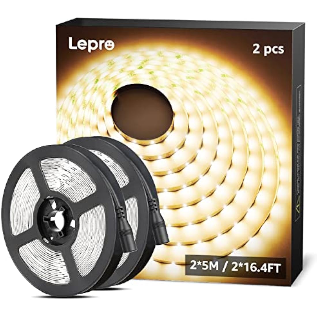 Lepro Warm White LED Strip Lights 10M (2x5M), 2x2300lm, 3000K Flexible Lightstrip for Kitchen, Cabinet, Mirror, Door and More (12V Power Supply Required)