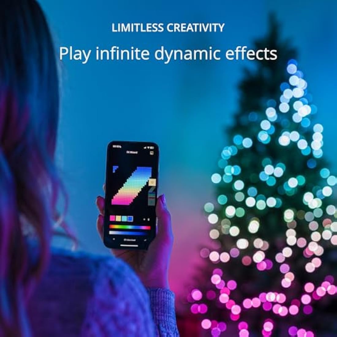 Twinkly Strings USB-C Pearls 100 LED, Pearl Shape LED Light String, Christmas Lights, RGB Multicolor LED Lights, Mappable LEDs, Compatible with Alexa, Google Home, USB-C Power, Transparent Wire, 6m