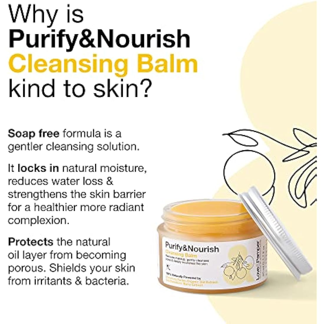 LOVE & PAMPER 100% NATURAL Cleansing Balm - Makeup & Impurities Remover with Vitamin E, Calms Redness, Natural Hydrating, Night Mask - Ultra Nourishing Treatment Balm