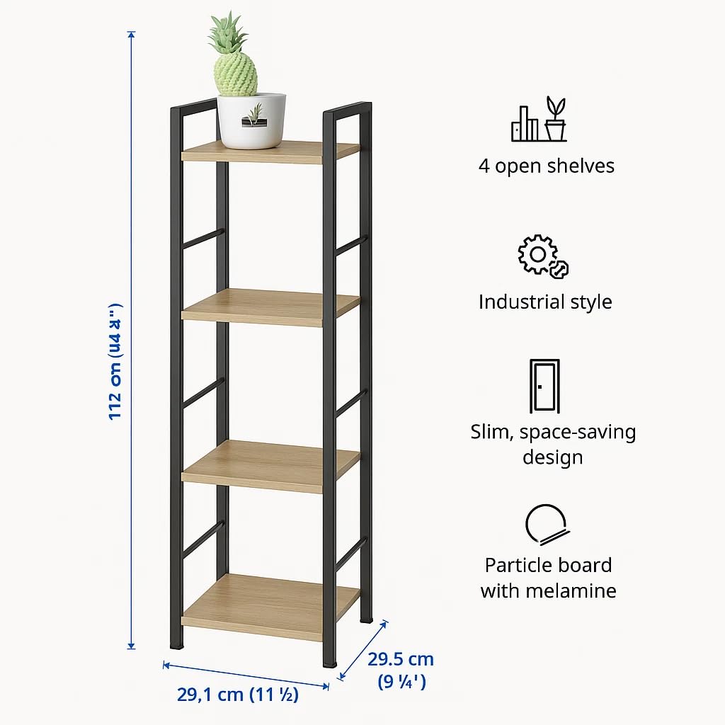 CELINO making your day Industrial 4-Tier Ladder Bookshelf, Bookcase Shelving Unit