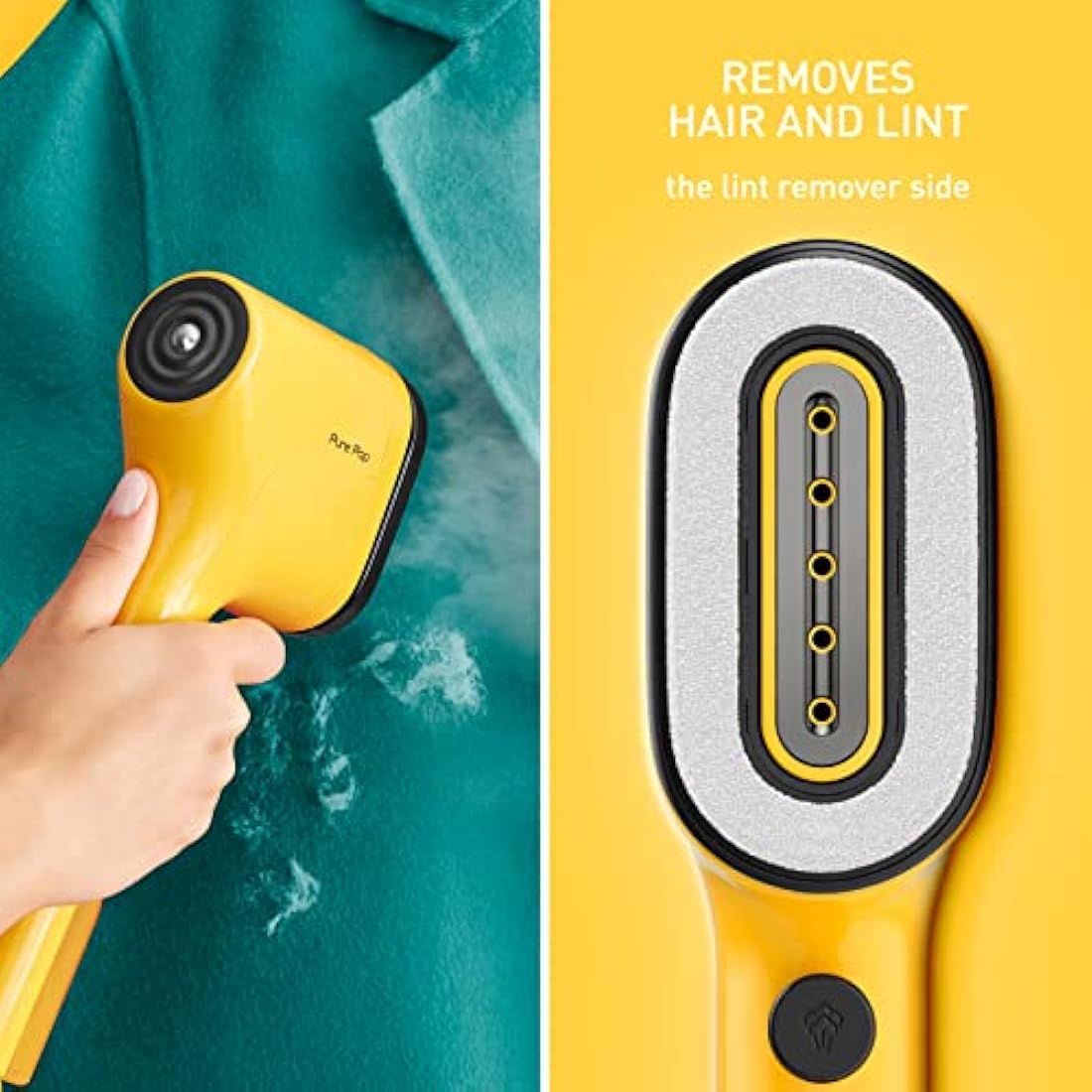 Tefal Pure Pop Slim Handheld Clothes Steamer, No Ironing Board Needed, Ready to Use in 15 Seconds, 70ml Detachable Water Tank, Travel Iron, Garment Steamer, Yellow, DT2026