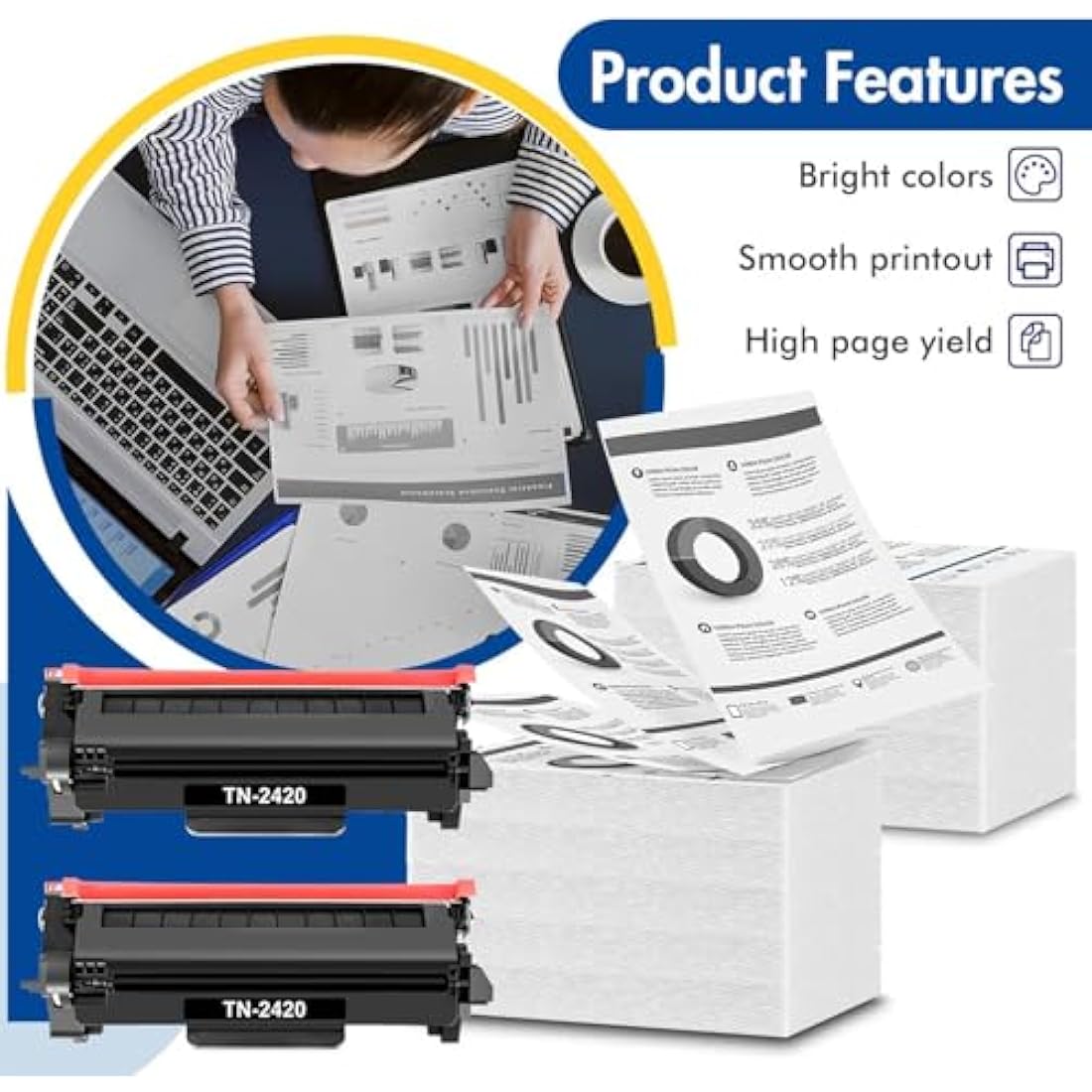 TN2420 Toner Cartridge for Brother HL-L2350DW Toner TN-2420 TN2410 TN-2410 MFC-L2710DW MFC-L2710DN HL L2350DW HL-L2310D DCP-L2530DW MFC-L2750DW DCP-L2510D MFC-L2730DW DCP-L2550DN HL-L2375DW Ink 2-Pack