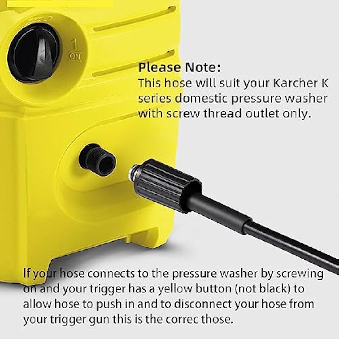 YUET 15M 50Ft High Pressure Washer Replacement Hose for Karcher K Series Domestic Washers K2, K3, K4, K5, K7,Click Bayonet to M22-14mm Thread for Kärcher with Screw Thread Outlet Only