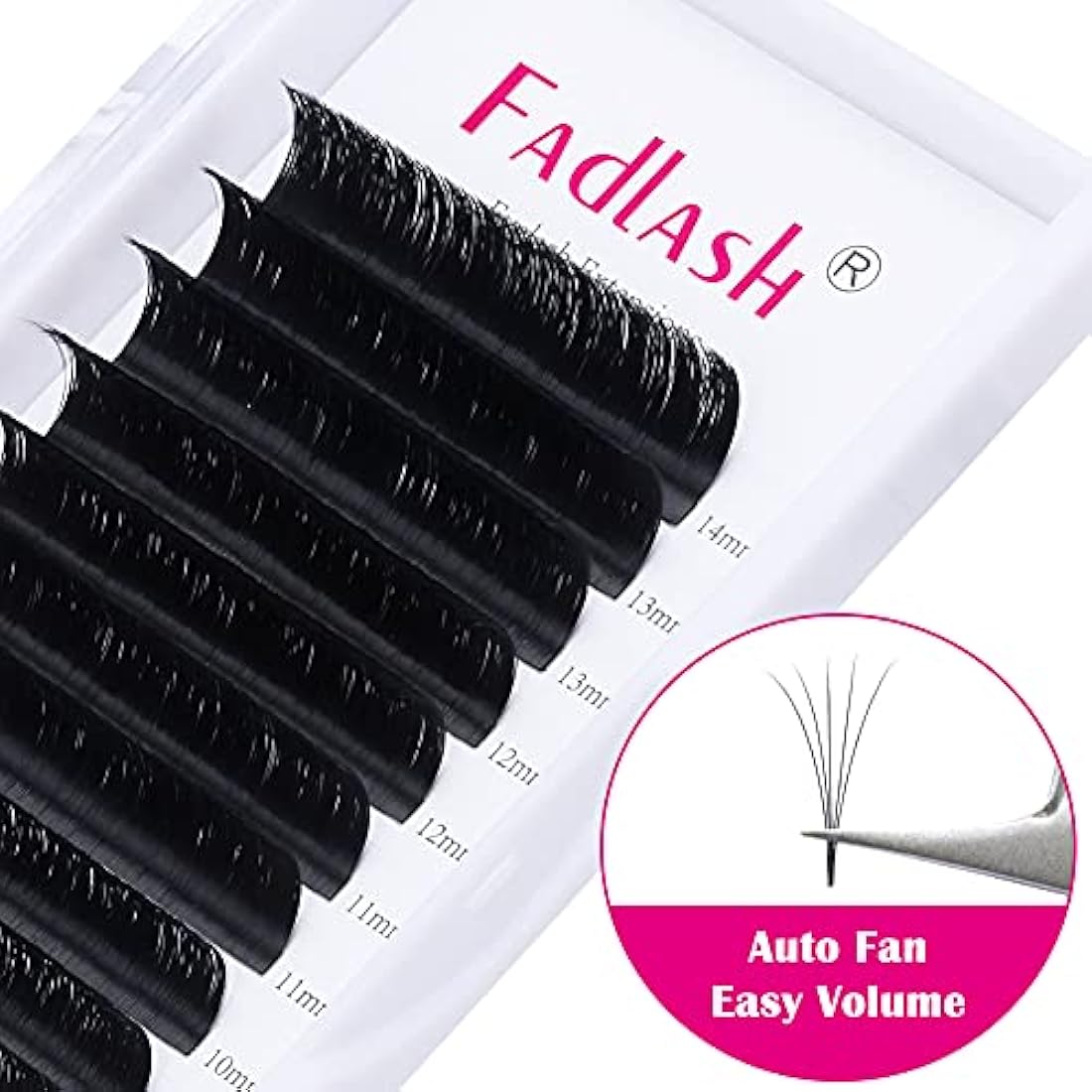 Fadlash Easy Fan Lashes D Curl 0.05 8-14mm Mixed Length Russian Lashes Natural Look Self Fanning Eye Lashes Automatic Blooming Russian Eyelashes Extensions(0.05-D-814)