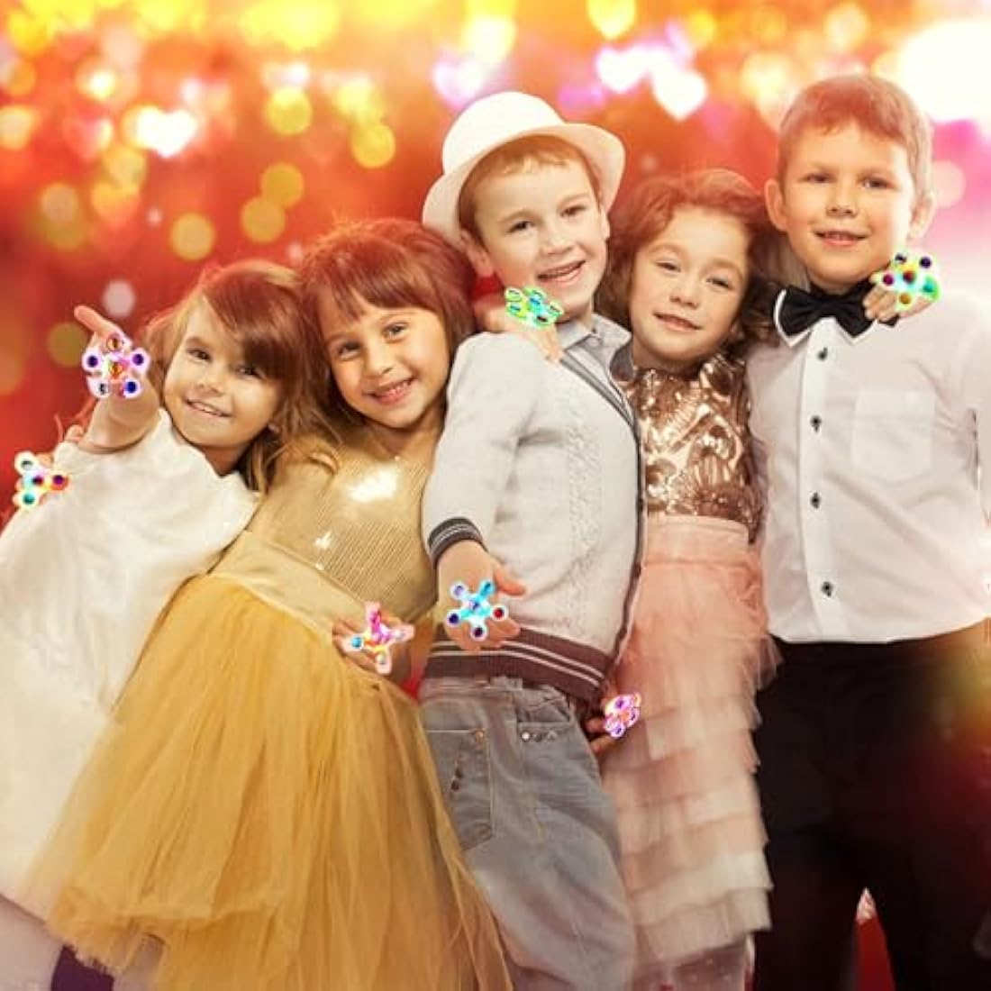 Mikulala Christmas Party Bag Fillers for Kids 24 Pack Light up Rings Back to School Gifts LED Party Favours Glow in The Dark Party Supplies for Kids Birthday Party Prizes