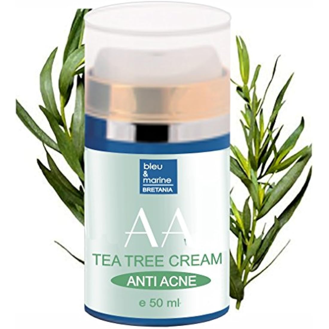Bleu & Marine Bretania Tea Tree Anti-Pimple Moisturizer | Unisex | 100% Natural | Tea Tree Oil & Aloe Vera | 5hr Result | Paraben Free, 50ml Pack