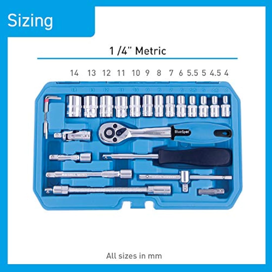 BlueSpot 01530 46 PCE 1/4" Drive Socket Set