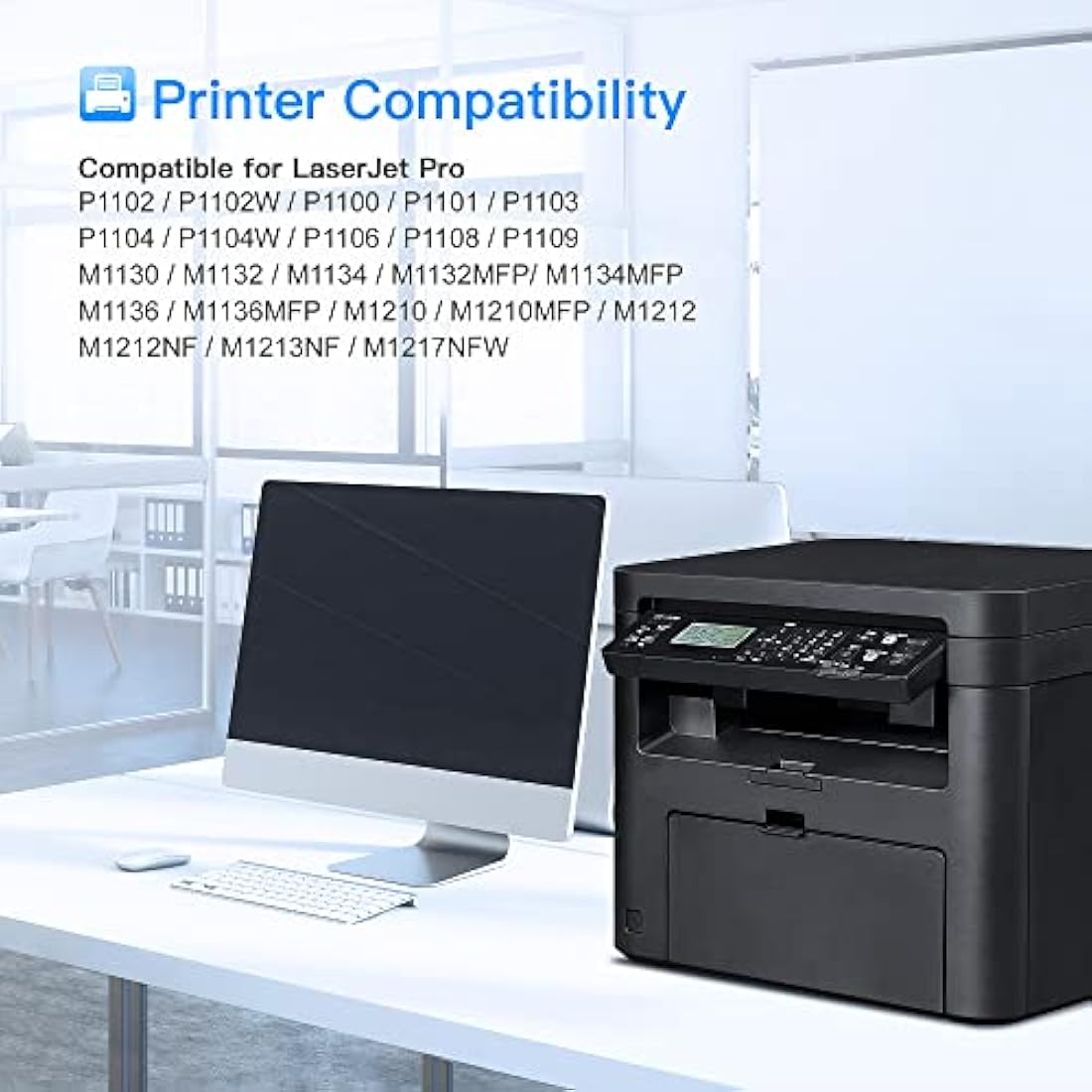 Compatible Toner Cartridge Replacement for HP 85A CE285A Compatible with Laserjet Pro P1102W P1102 P1106 M1132MFP M1217NFW M1212NF M1132 P1100 M1136 M1210 M1212 M1213NF (Black,4-Pack)