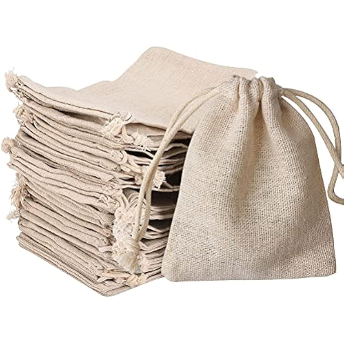 nuoshen 30 Pcs Hessian Bags, 8 X 10 CM Burlap Bags Cotton Drawstring Bag Hessian Fabric Small Drawstring Bag Gift Bag for Jewelry Wedding Christmas Party and DIY Craft