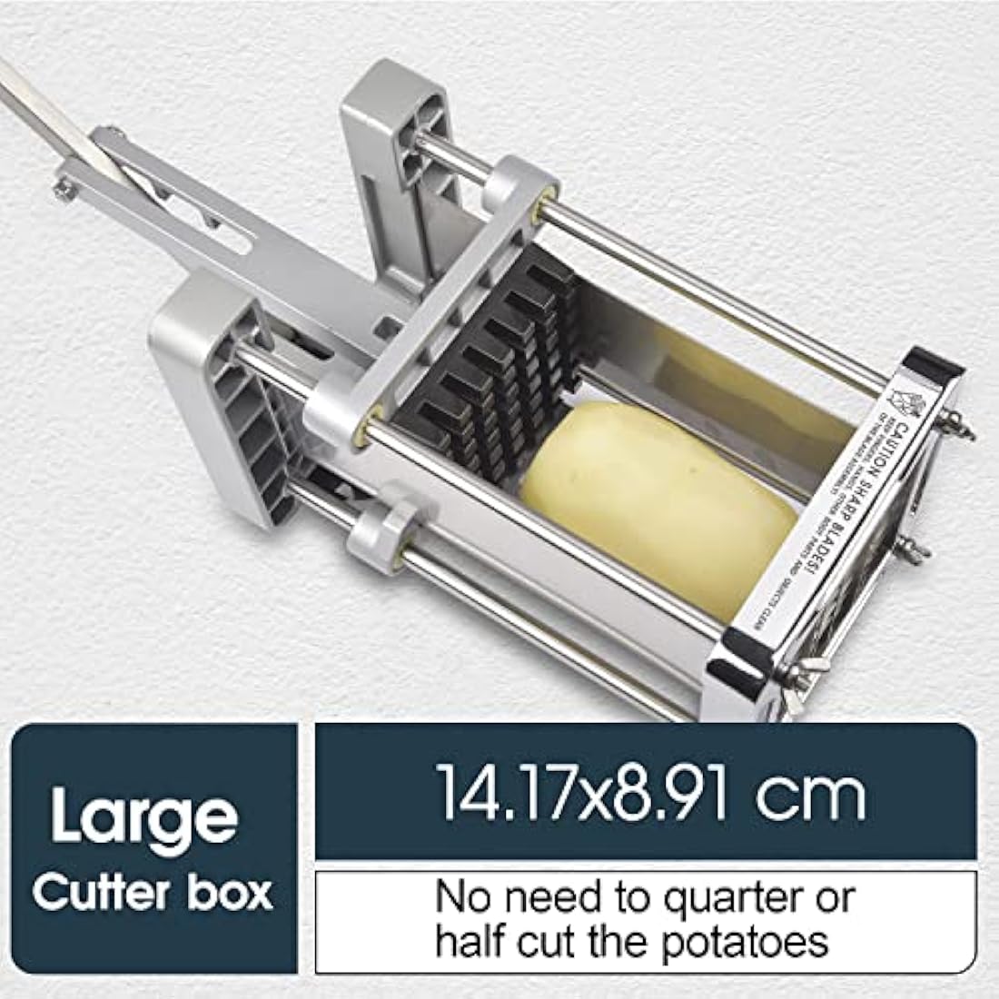 Chip Cutter, Sopito Professional Potato Chipper Stainless Steel with 1/2 Inch and 3/8 Inch French Fries Cutter Replacement Blades for Home and Commercial Use