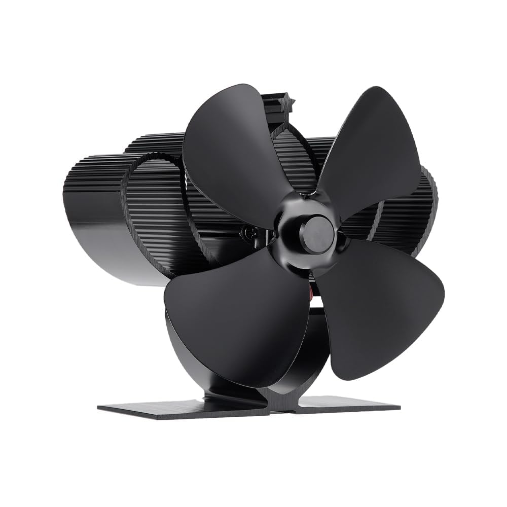 COMBIUBIU 4 Blade Mini Woodburner Stove Fan Heat Powered Log Burner Fan for Wood Burning Stove/Silent Operation Heat Distribution for Wood/Log