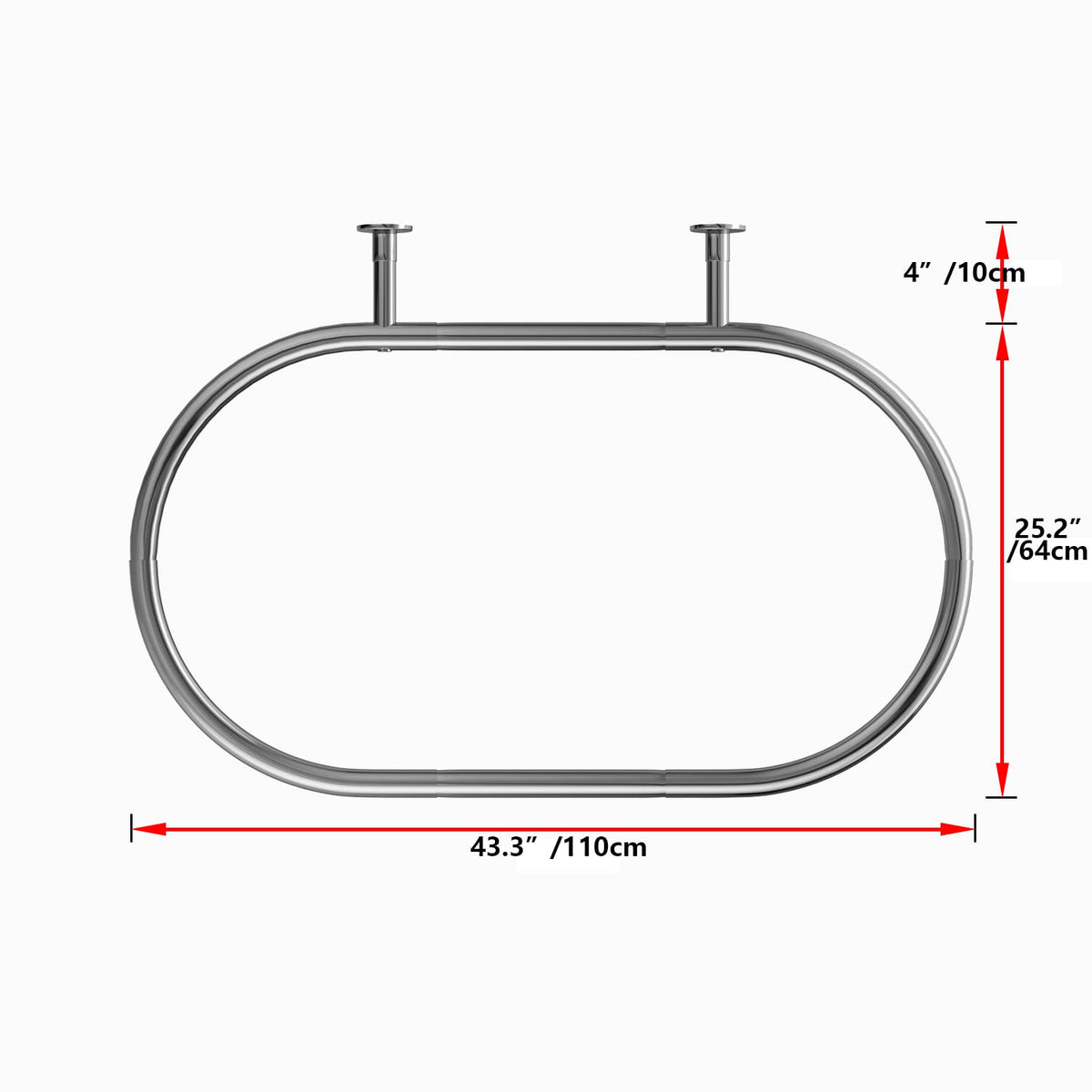 Sikaiqi Oval Shower Curtain Rod Hoop Square Shape Bathroom Rod for Clawfoot Tub Free Standing Tubs (Silver)