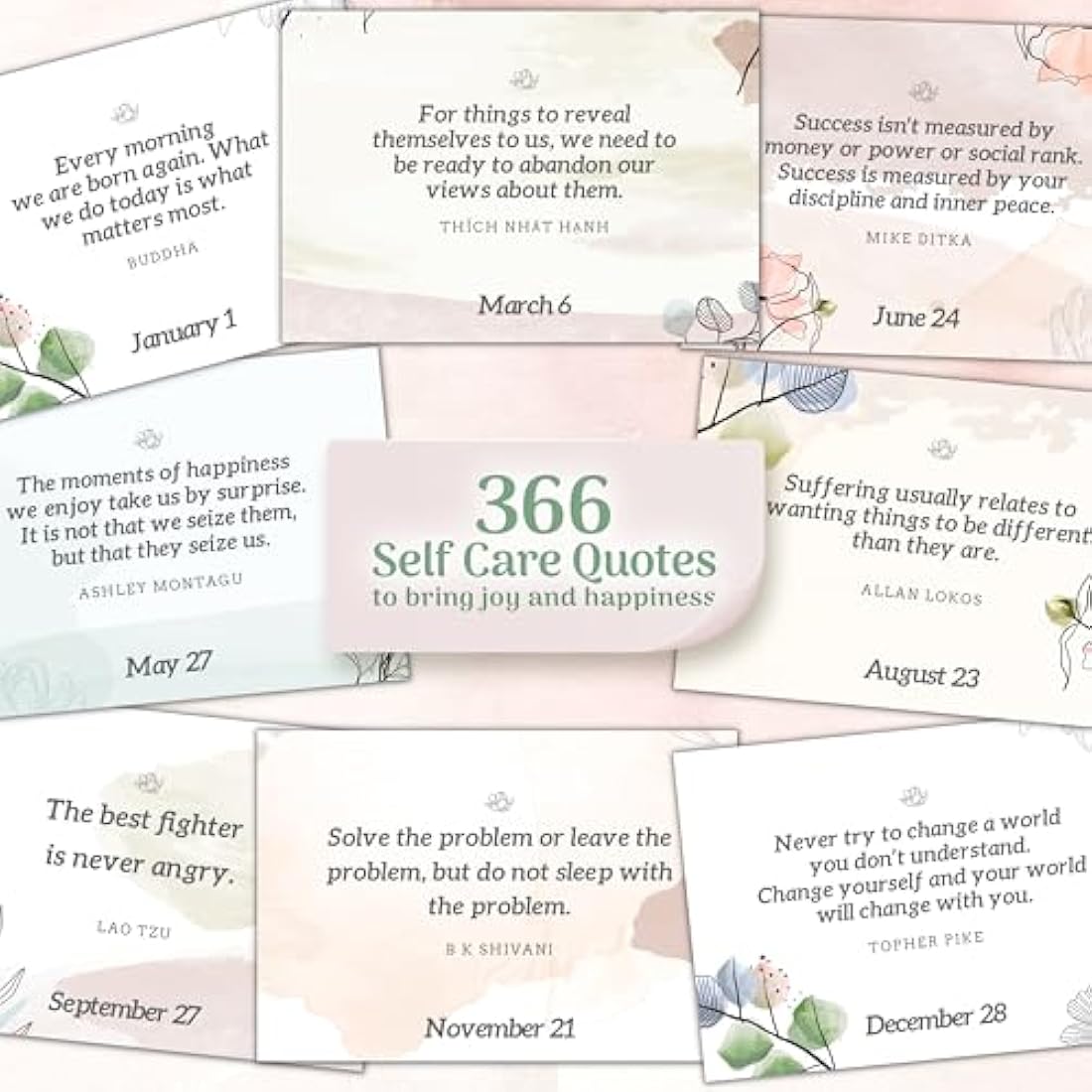 MESMOS 366 Daily Self Care Quotes Mindfulness Perpetual Calendar, Cute Office Desk Decor Women, Desk Decorations Accessories for Women Office, Motivational & Inspirational Teacher Appreciation Gifts