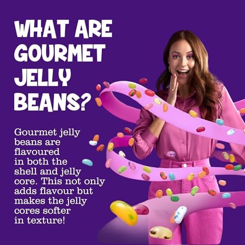 The Jelly Bean Factory, Jelly Beans Gift 700 g Jar of Sweets, Gluten Free - 36 Natural, Huge Flavour Fruit Jellies, Chewy, Retro American Sweets for Kids, Adults - Gourmet Pick and Mix Jellybeans