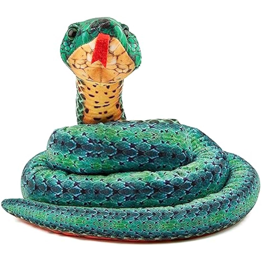 Zappi Co Kids Stuffed Soft Cuddly Plush Snake Toy - Part of Safari Animals Collection: Realistic and Lifelike, Perfect for Kids (180 cm Length)(Green Ring)