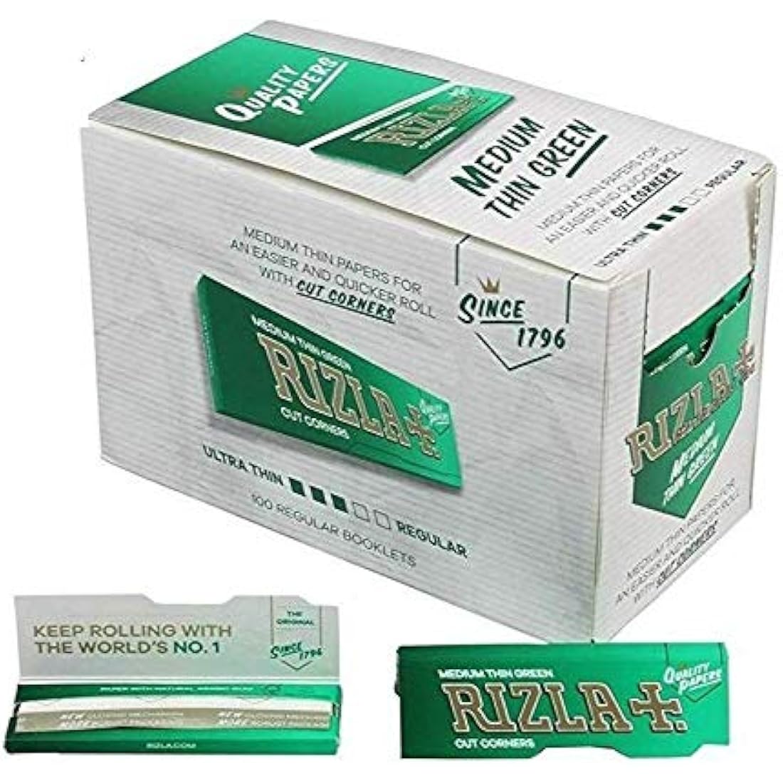 Rizla Green Cigarette Papers, 100Pks/Box, Medium Weight Paper by Tobacco Heaven