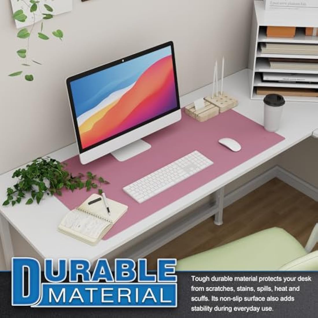 K KNODEL Large Office Leather Desk Mat, Mouse and Keyboard Pad, Computer and Laptop Mat, Desktop Protector and Cover, Writing Pad and Blotter (80x40cm, Purple)