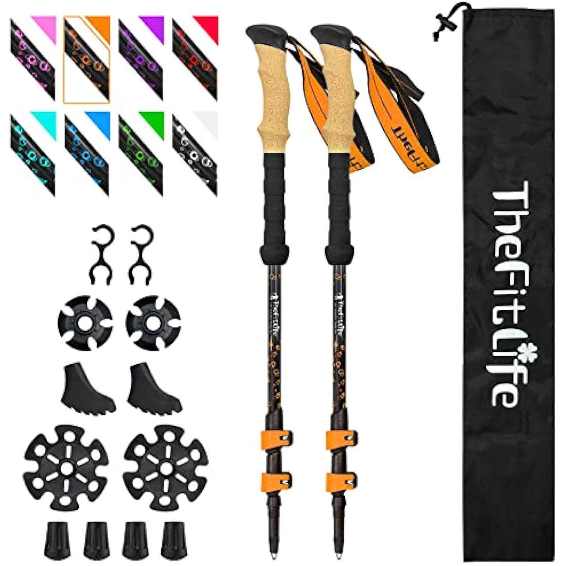 TheFitLife Carbon Fibre Trekking Poles - Collapsible and Telescopic Walking Poles, Ultra Light, Extendable, Best Walking Sticks for Traveling Camping Hiking Mountaineering