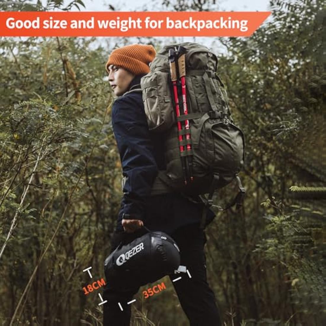 QEZER Down Sleeping Bag,Lightweight Rectangular Winter Sleeping Bag [1180g/1860g] for Adults and Kids 4 Season Camping, Hiking,Warehouse and Moutaineering Outdoor