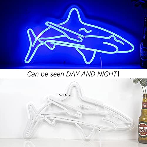 Ineonlife Shark Led Neon Sign for Bedroom Blue Neon Signs Wall Decorative 17''x9'' Acrylic USB Powered Unique Night Light For Boys Gifts Living Room Shop Hotel Bar Party Supplies