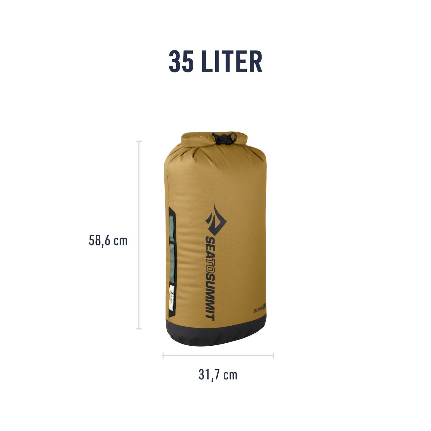 Sea to Summit - Big River Dry Bag XL 35L - Waterproof - Roll-Top - Resistant Fabric - Grab Handles, Lash Point & D-Ring - For Kayaking & Motorcycle