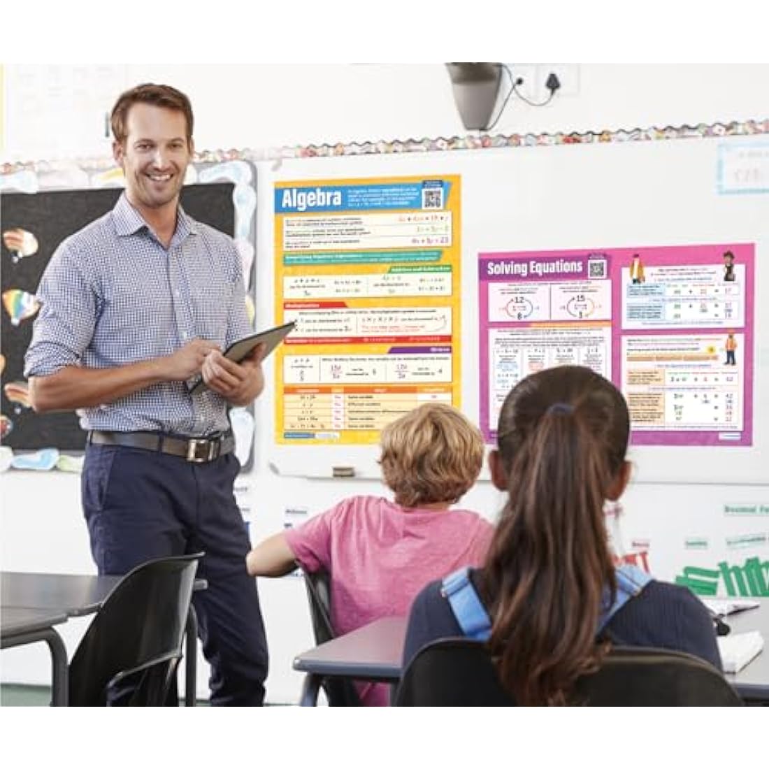 Daydream Education Algebra Math Posters - Set of 7 - Gloss Paper - Extra-Large 33.5” x 24” - FREE Interactive Quizzes - Classroom Decoration - Bulletin Banner Charts