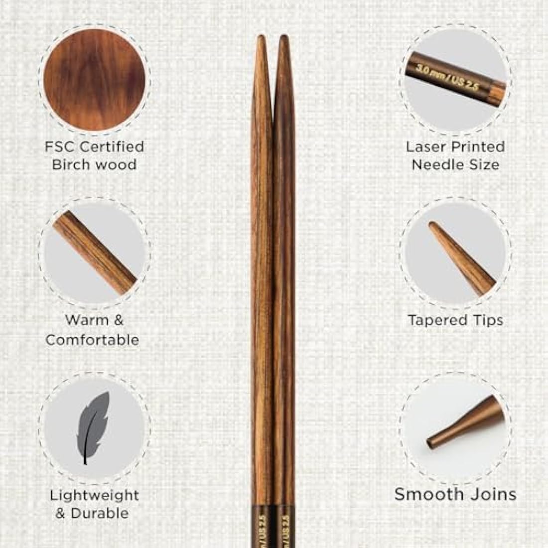 KnitPro Ginger Regal Interchangeable Needle Set 5" (13cm) | 11 Sizes (3.5mm to 12mm)