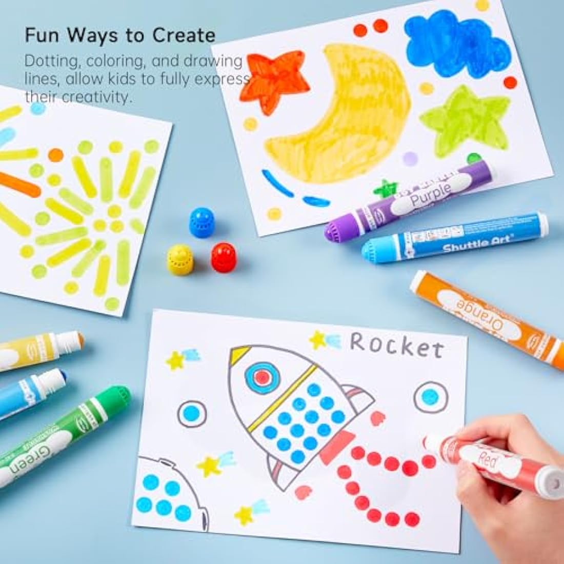 Shuttle Art Bingo Dabbers, 30 Colours Bingo Pens with Activity Book, Washable Dot Markers for Kids Toddlers, Non-Toxic Water Based Markers for Children Preschool Learning