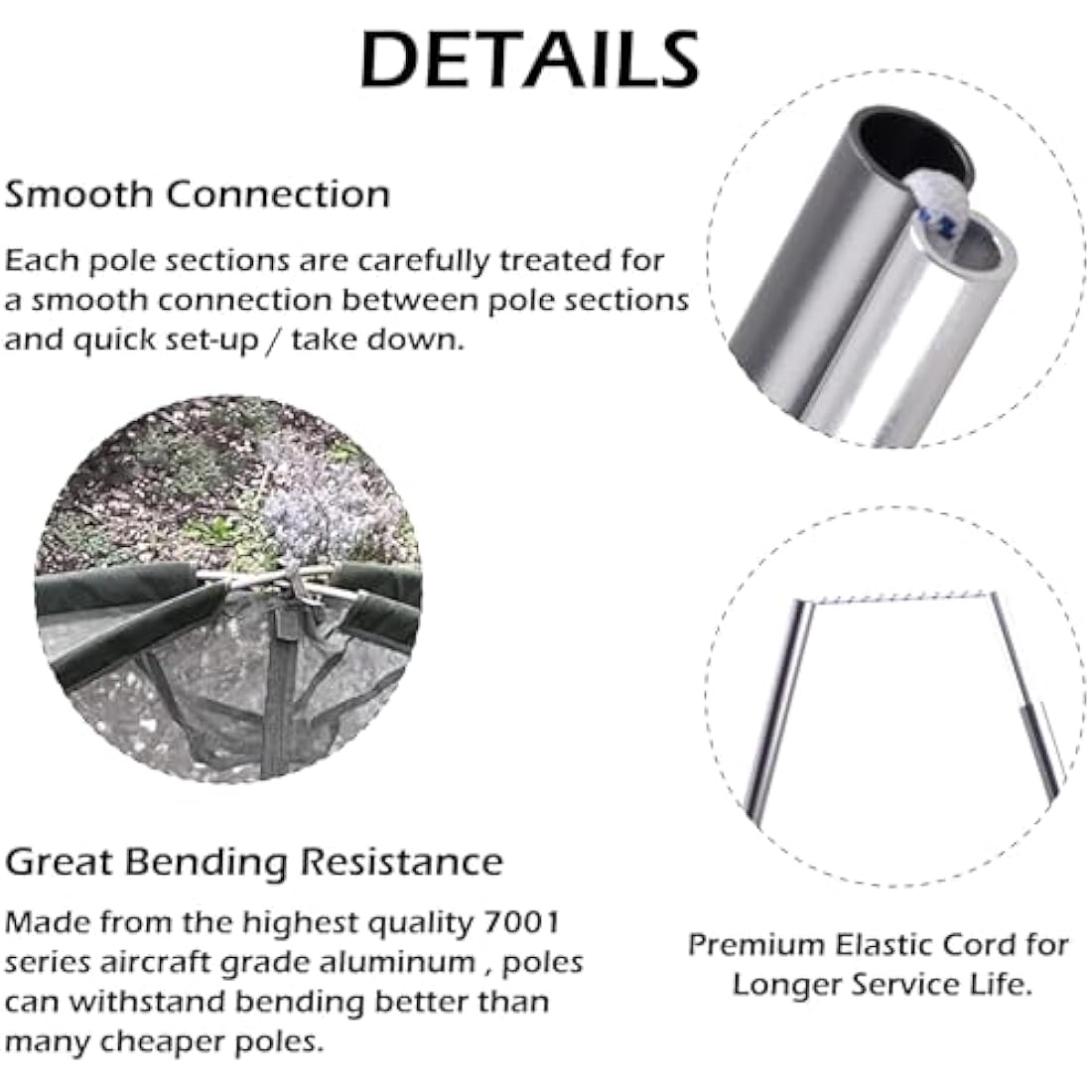 Azarxis Tent Pole Replacements Set of 2, Aluminum Alloy Tent Rod with Elastic Shock Corded Adjustable Tent Support Frames Repair Kit Tent Accessories Camping Equipment for Hiking Backpacking