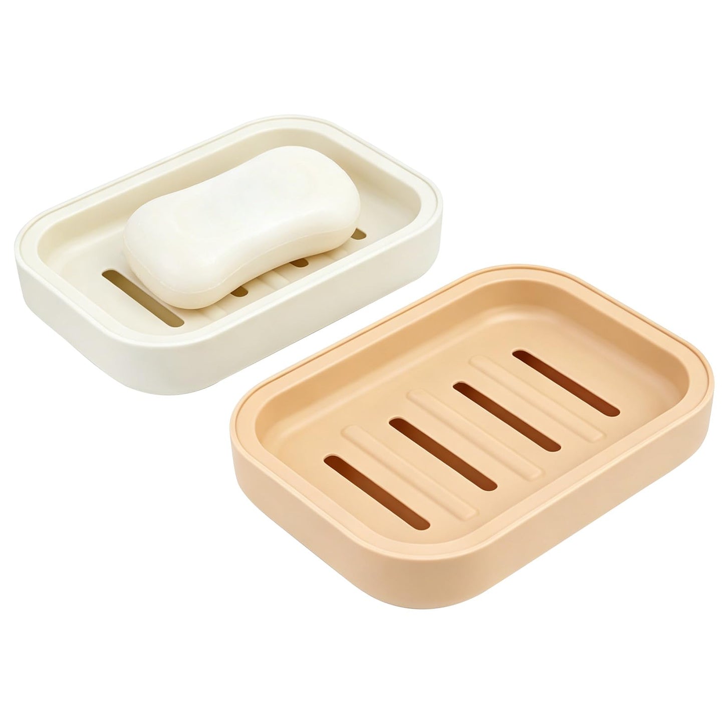 2PCS Double-tiered Soap Dish with Drainage, Moisture- and Mould-Resistant, Minimalist Soap Holder, Removable for Easy Cleaning