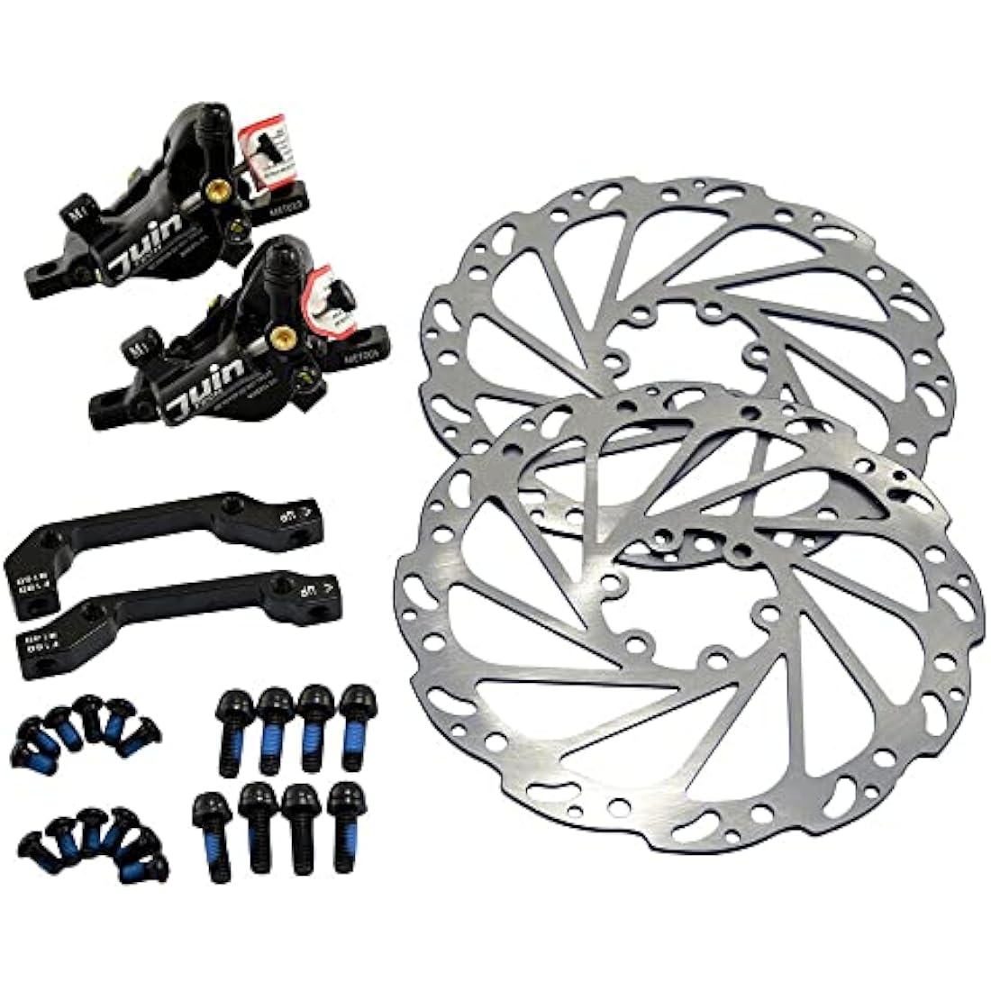 Juin Tech M1 Hydraulic MTB E-Bike Disc Brake Set 160mm with Rotor, Front and Rear, Black, JT1948