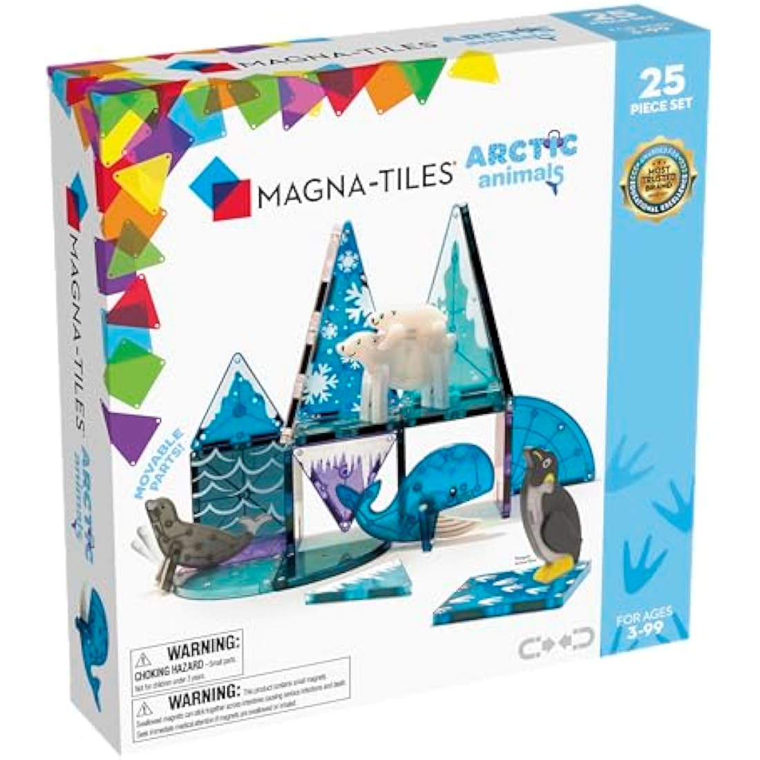 Magna-Tiles Arctic Animals 25-Piece Set - 3D magnetic building tiles, Clear Colours