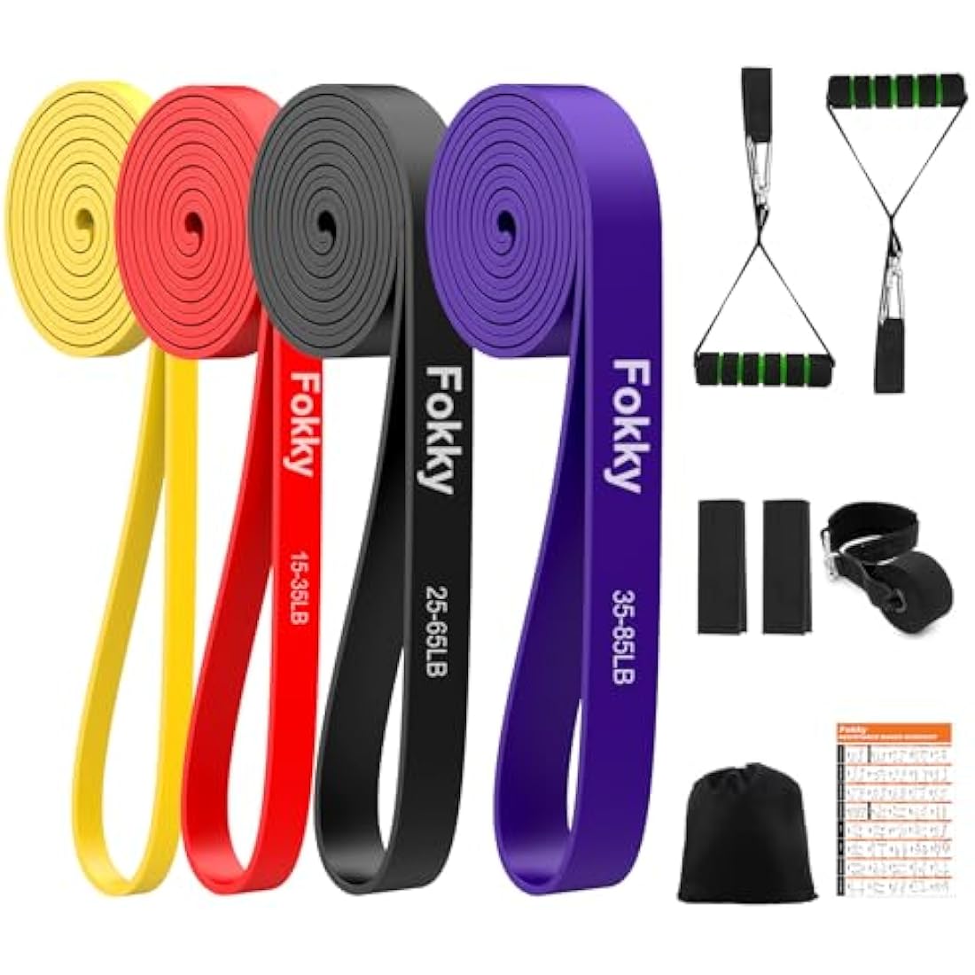 Resistance Bands Set, 4 Levels Exercise Bands for Men Women,Pull Up Bands Gym for Crossfit Fitness Strength Training Yoga with Door Anchor, Handles, Protective Covers, Carry Bag & Training Instruction