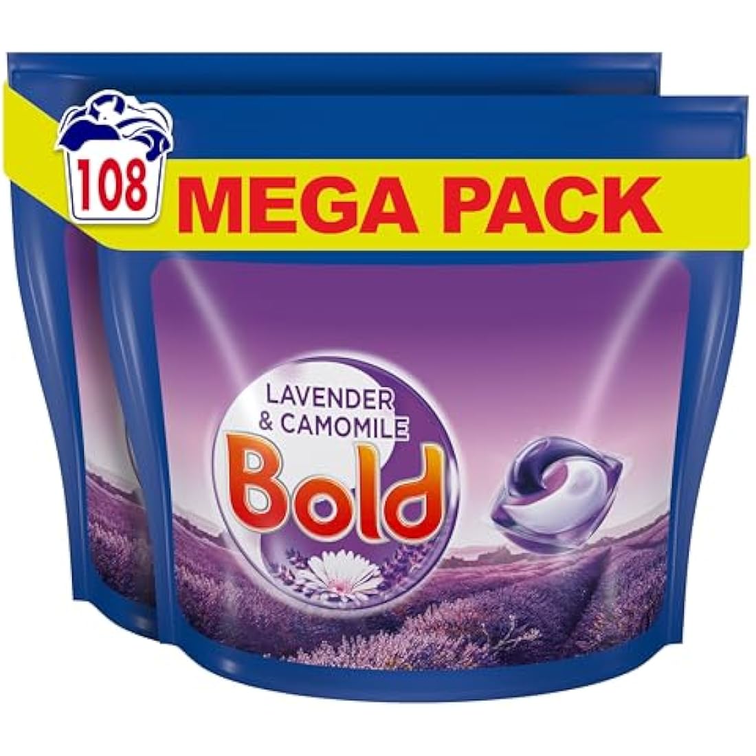 Bold All-in-1 PODS® Laundry Capsules, 108 Washes (54 x 2), Lavender & Camomile – Brilliant Cleaning with Built-in Fabric Softener